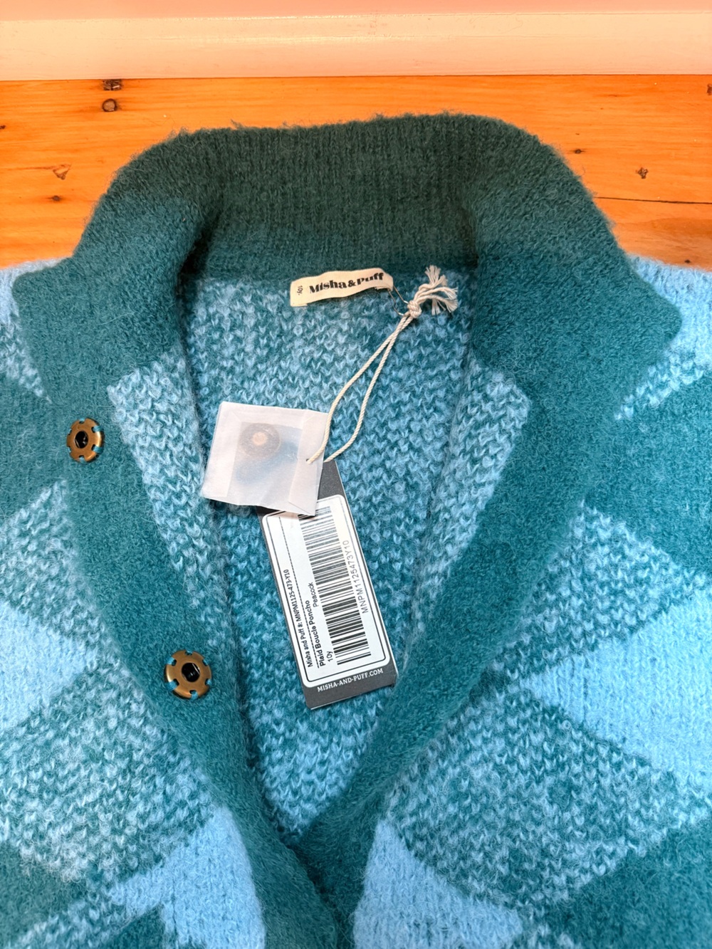 Misha and Puff plaid boucle poncho - Picture 2 of 3